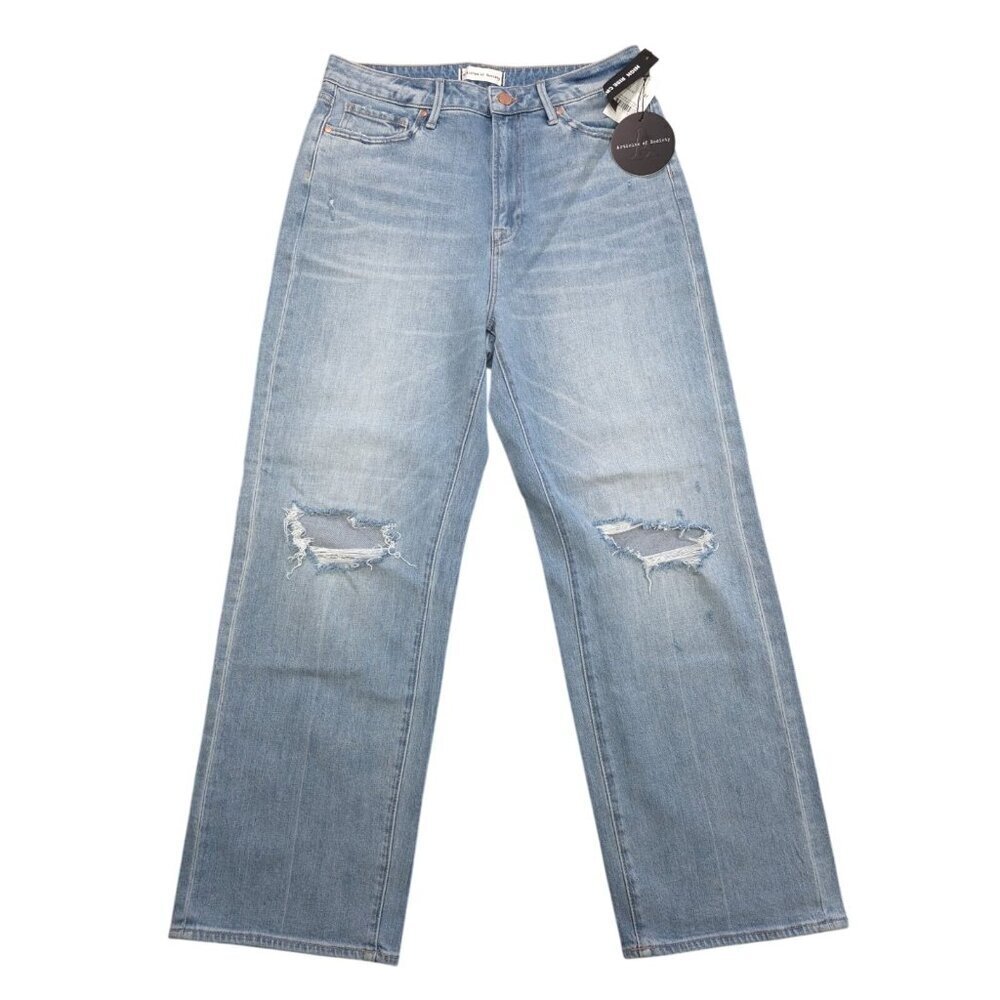 Articles of Society Womens Wide Leg Distressed Light Wash Jeans Size 31 Denim.